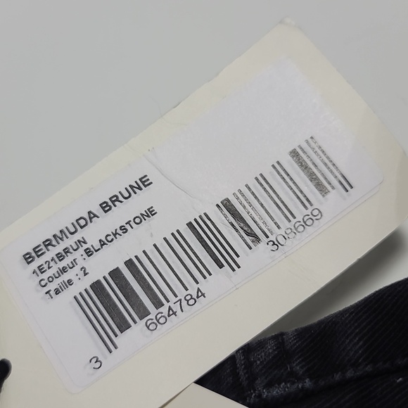 BA&SH NWT Brune Bermuda Blackstone Lady Long Shorts Demin Cotton Black Size 2 - Picture 8 of 16